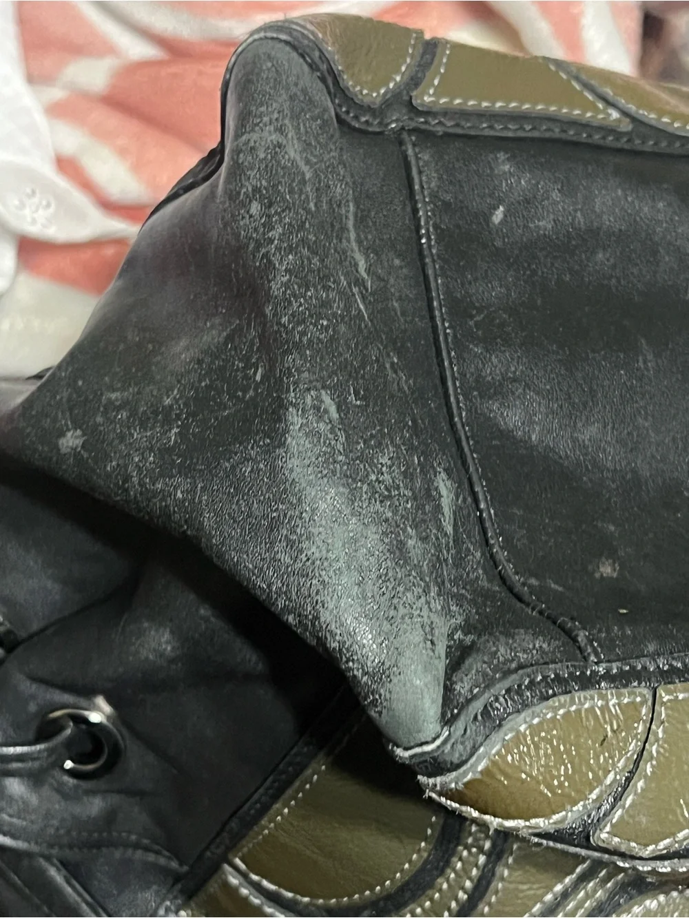 Coach Black and Olive Green Logo Patchwork Tote